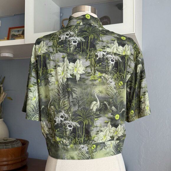 ALL SAINTS Leni Rejuvenate Shirt Tropical Hawaiian Green Print Size US 4 - Picture 4 of 11